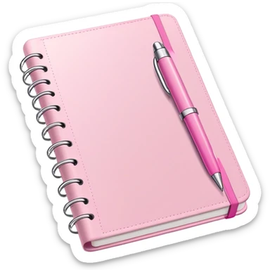 Light Pink Planner open notebook with pink pen sticker