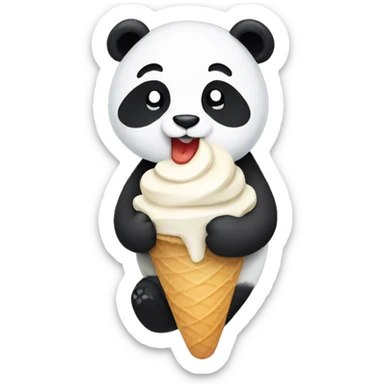 Panda eating ice cream sticker