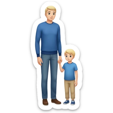 tall adult and small child looking each other, full body sticker