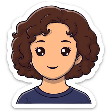 white girl with brown curly hair and brown eyes sticker