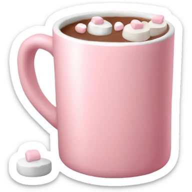 Light Pink mug of hot chocolate with marshmallows  sticker