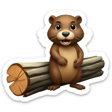 Beaver with a log sticker