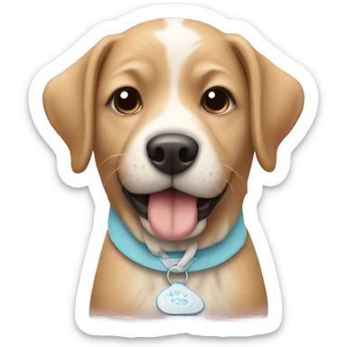 Dog with baby bib on  sticker