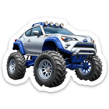 Silver Chrome Tractor tires on glossy dark blue 2025 Toyota 86 off road rally car  sticker