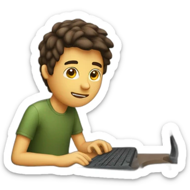 a guy coding 14 years old sticker