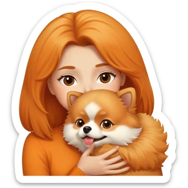 Kissing a Pomeranian  sticker