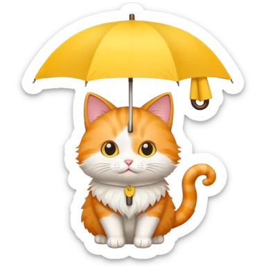 Cat with yellow umbrella sticker