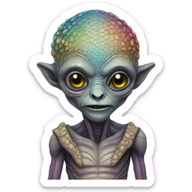 Alien portrait detailed with scales sticker