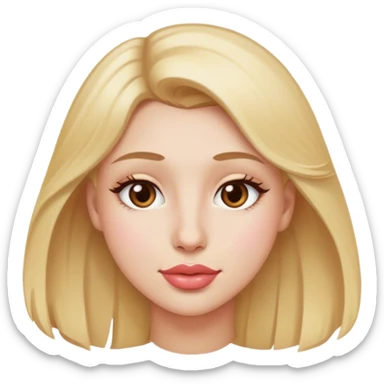 Cabello rubio, piel blanca, ojos cafés claros, labios rosa, nariz bonita  sticker