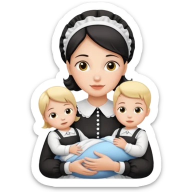 maid with kid and babie sticker