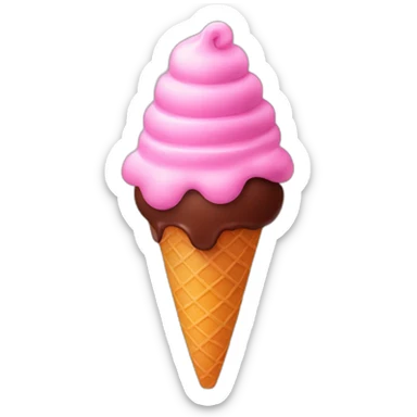 Pink ice cream with chocolate  sticker
