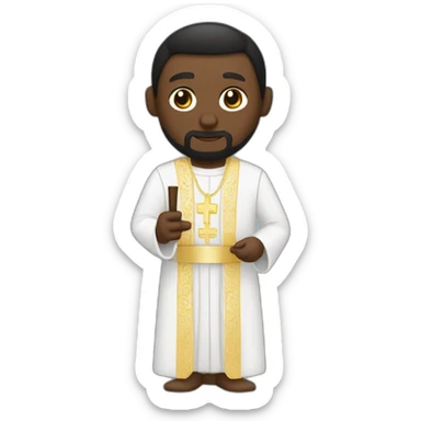 sacerdote con traje negro y crucifijo en la mano sticker