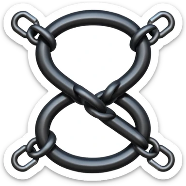 Emoji, gothic chain link shaped as number 8, forged from matte black steel, industrial form, subtle metal texture, no glow, no neon, flat emoji design, centered, transparent background sticker