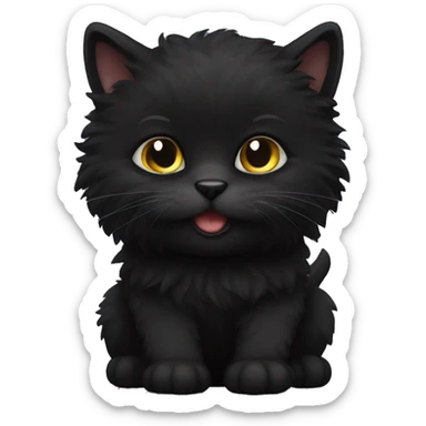 black fluffy kitty  sticker