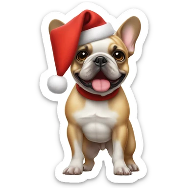  French bulldog with Santa hat on standing on its hind legs sticker