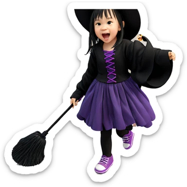 little witch with open mouth sticker