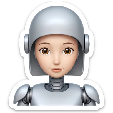 friendly female robot with subtle feminine details sticker