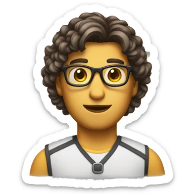 Nerd emoji with mid way part hair  sticker