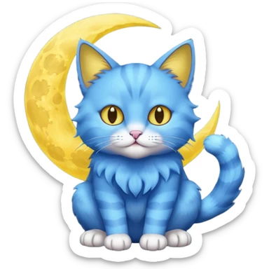Blue cat holding a moon in it’s paws 🌙🐱 sticker