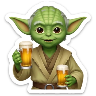 Yoda avec une bierre sticker