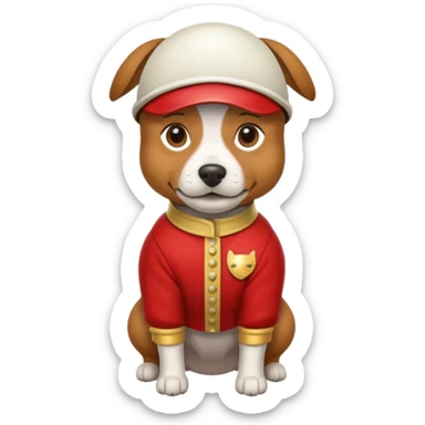 Dog wearing a jockey outfit  sticker