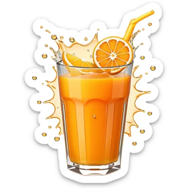 Extreme juice burst emoji, citrus explosion, dynamic splash, bold cartoon style, high saturation, transparent background. sticker