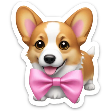 Corgi with pink bow sticker