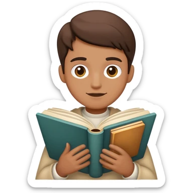 storyteller person with a book sticker