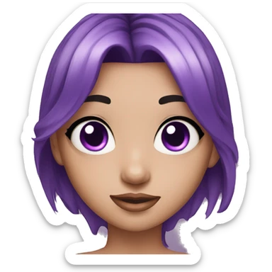 girl with black and purple hair with purple headpiece and purple eyes sticker