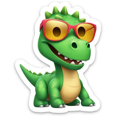 cute dinosaur with sunglasses  sticker