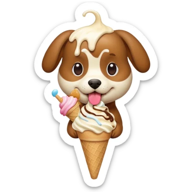 dog eating ice cream sticker