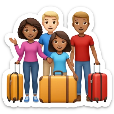 3 persons going on holiday vacation, group travel sticker