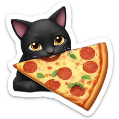 Black cat eating pizza slice sticker