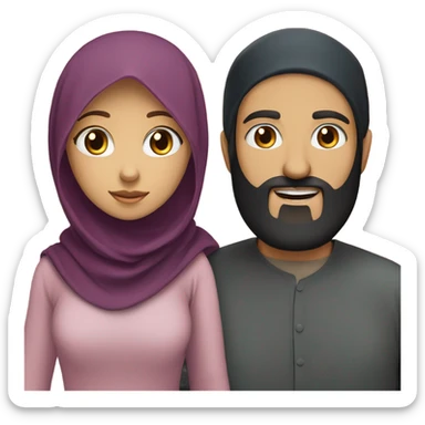 Girl with hijab and blue eyes with man with black beard sticker