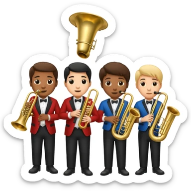 Band members playing tuba and trombone  sticker