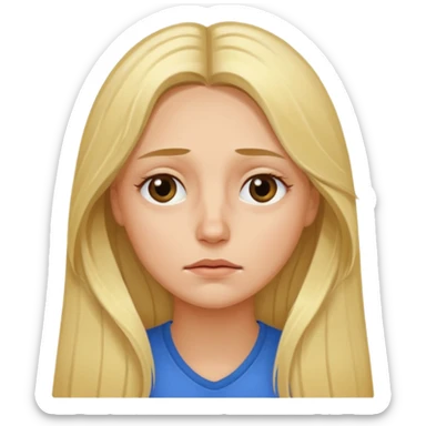 tired blond woman with long hair sticker