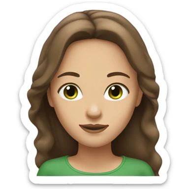 Woman with long brown hair and green eyes sticker