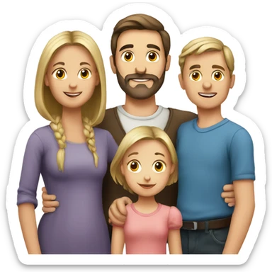 european family with 3 children and one  sticker