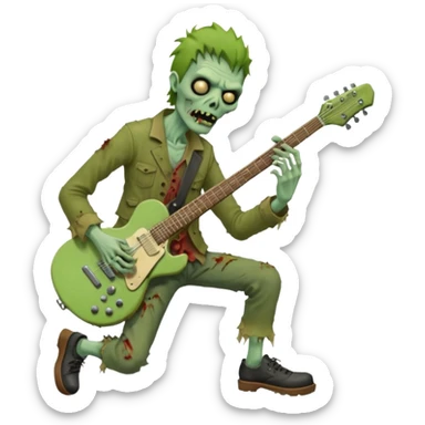 Zombie guitarist – ragged clothes, missing shoe, strumming an old electric guitar. sticker