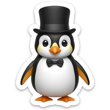 Penguin with a top hat sticker