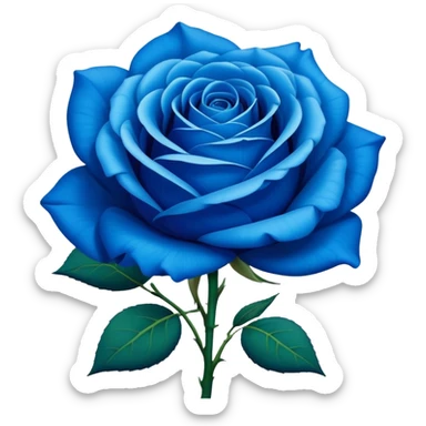 Vibrant blue rose in full bloom, similar to rose emoji sticker