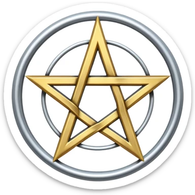 Silver pentacle with element signs sticker