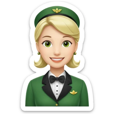 Lady hotel butler with green uniform  sticker