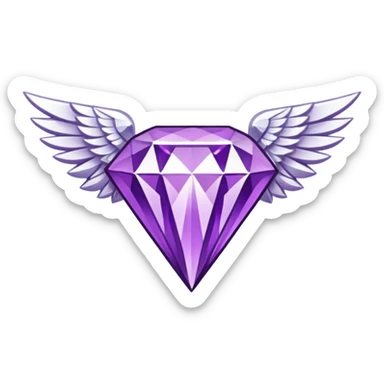 diamond emblem with white wings and purple diamond in the middle sticker
