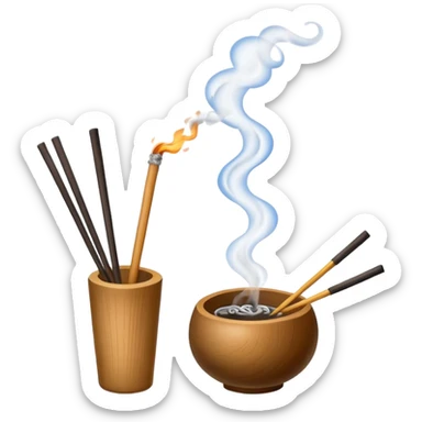 The chopsticks 🥢 emoji with smoke of a cigarette 🚬 to look like a incense stick  sticker