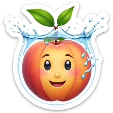 peach splashing water, cheerful and bright sticker