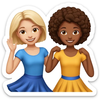 Best friends dancing: one black girl one white girl sticker