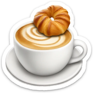 Cup of cappuccino with croissant sticker