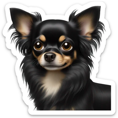 Long hair all black Chihuahua sticker