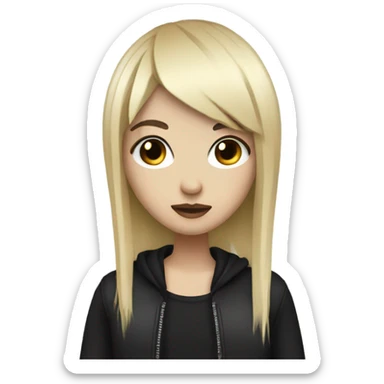emo girl with black hair with blonde fringe sticker